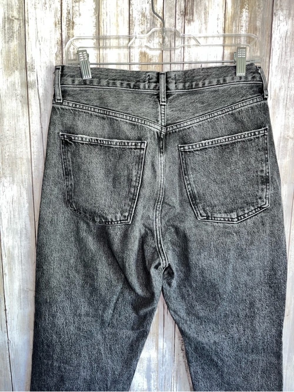 AGOLDE 90s High Rise Straight Leg Jeans Distressed Black Grey Size 27 - Picture 5 of 8